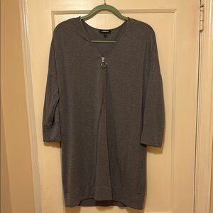 Gray Long Sleeve Dress with Zipper